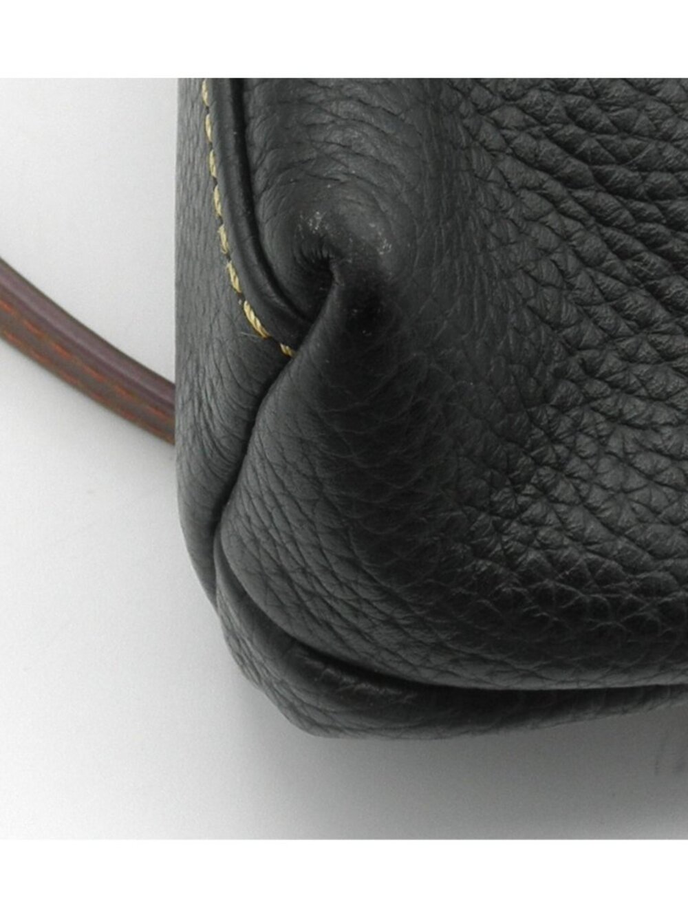 Dooney & Bourke Black Pebbled Leather Brown Accents Crossbody Satchel Handles - Picture 12 of 16
